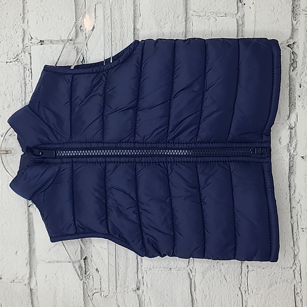 Old Navy Kids Full Zip Up Quilted Puffer Fleece Lined Vest Jacket in Blue/Gray